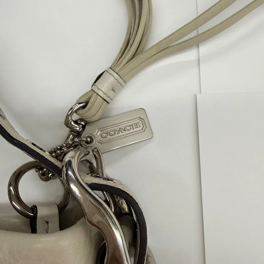 Coach Legacy 1428 Cream Pebbled Leather Hobo Cross body Off White Tassel Handbag